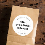 The Perfect Blend Wedding Coffee Favors Classic Round Sticker<br><div class="desc">The Perfect Blend Wedding Coffee Favors Stickers</div>