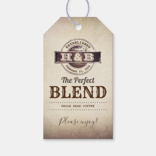 The Perfect Blend Wedding Coffee Favors Gift Tags