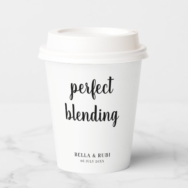 The Perfect Blend Wedding Coffee Paper Cups (Front)