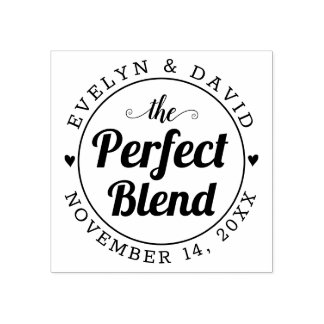 The perfect blend, wedding date and names wedding rubber stamp