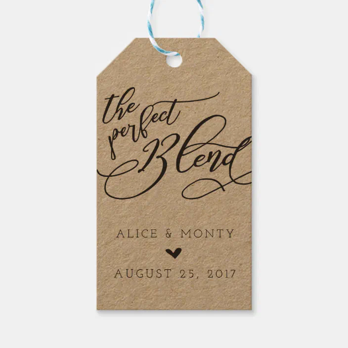 WT1428 Wedding Gift Tags The Perfect Blend Customizable Personalized Wedding Favor Tags