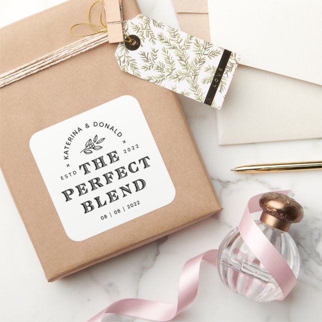 The Perfect Blend Wedding Square Sticker (Gifting)