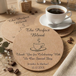 the perfect blend ,wedding thank you kraft round paper coaster