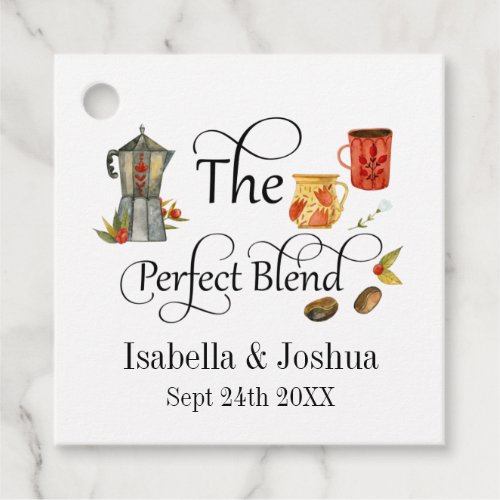 The Perfect Blend Whimsical Wedding Coffee  Favor Tags