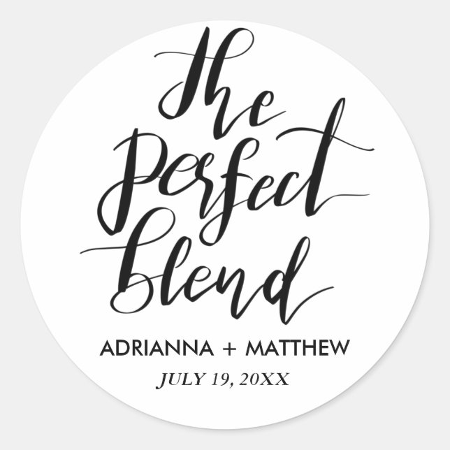 The Perfect Blend Whimsical Wedding Favor Classic  Round Sticker (Front)