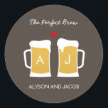 The Perfect Brew Wedding Favor Sticker/ Envelope Classic Round Sticker<br><div class="desc">Perfect for couples who share a love of beer,  this Perfect Brew sticker is perfect as favor stickers or envelope seals. Matching invitations available at berryberrysweet.com</div>