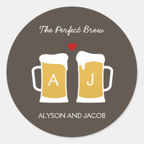 The Perfect Brew Wedding Favor Sticker Envelope Classic Round Sticker
