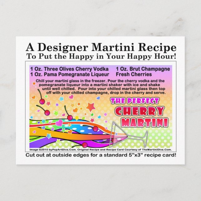 The Perfect Cherry Martini Recipe Postcard (Front)