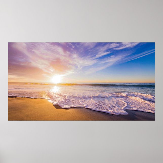 The Perfect Golden Sunset over a Sandy Beach Canva Poster (Front)