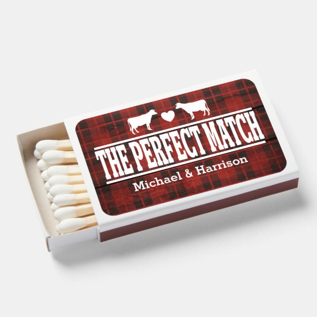 The Perfect Match 2 Groom Wedding Favor Matchbox (Front Open)