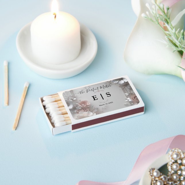  The Perfect Match 3D Floral  Wedding Matchboxes (Insitu)