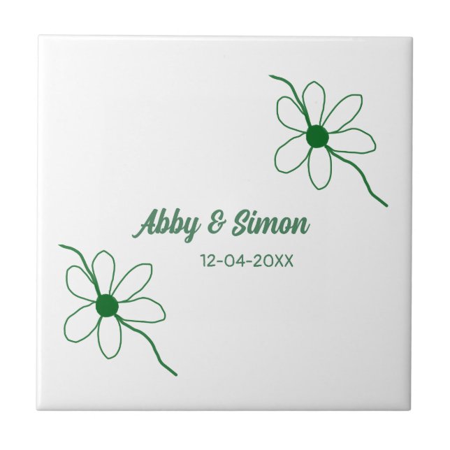 The perfect match add couple name date texture yea ceramic tile (Front)