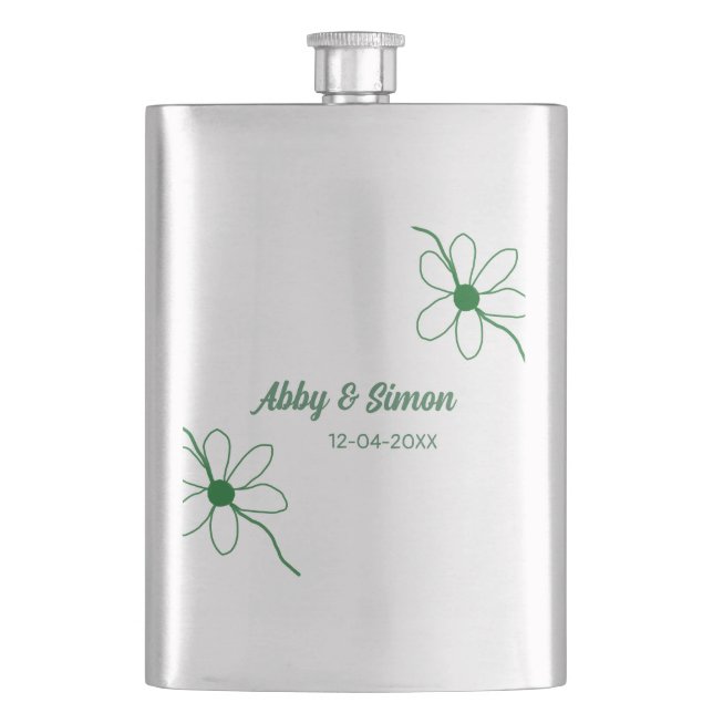 The perfect match add couple name date texture yea flask (Front)