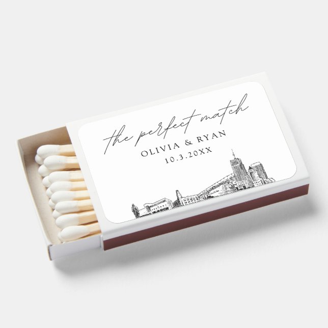 The Perfect Match Akron Matchbox Favors (Front Open)