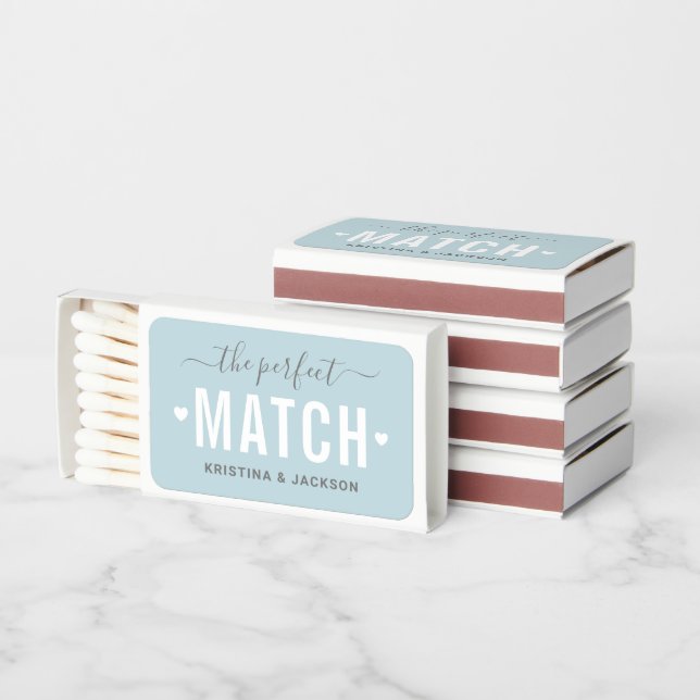 The Perfect Match Aqua Blue Wedding Favors (Stacked)