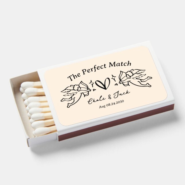 The Perfect Match, Bachelorette Decor, Wedding Matchboxes (Front Open)