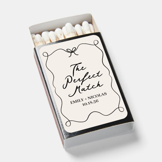 The Perfect Match Black Bow Whimsical Matchboxes (Front Open)