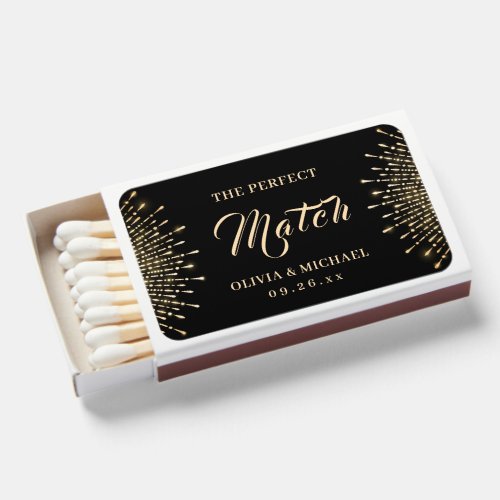 The perfect match black  gold deco wedding favor