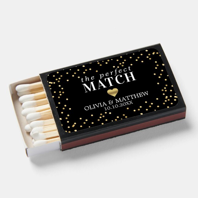 The Perfect Match Black Gold Heart Wedding (Front Open)