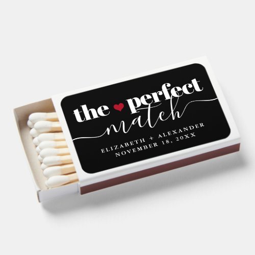 The Perfect Match Black White Trendy Wedding Favor