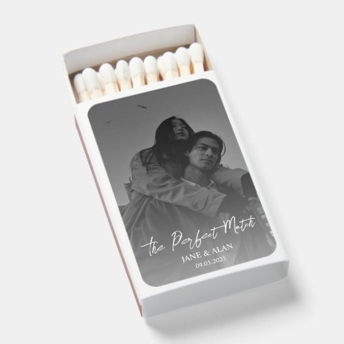 The perfect match black & white wedding matchbox