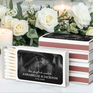 The Perfect Match Black White Wedding Photo Favors