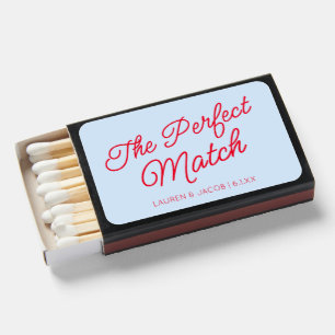 The Perfect Match Blue Red Wedding Matchboxes