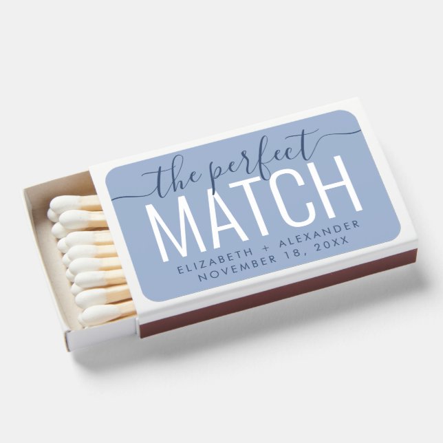 The Perfect Match Blue Wedding Favor (Front Open)