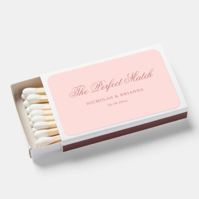 The perfect Match Blush Pink Wedding Matchbox (Front Open)