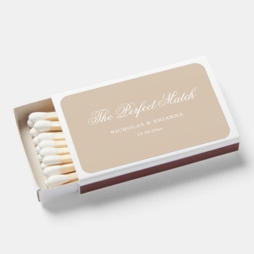 The perfect Match Boho Beige Wedding Matchbox