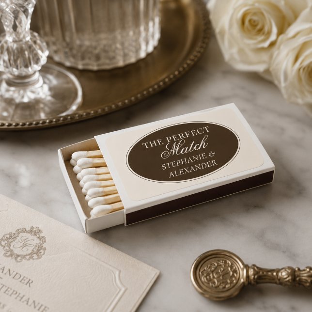 The Perfect Match Brown Ivory Wedding Matchboxes (Creator Uploaded)