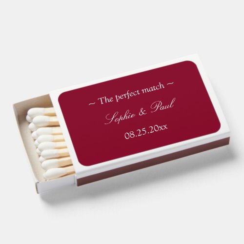 The perfect match Burgundy Wedding Matchboxes