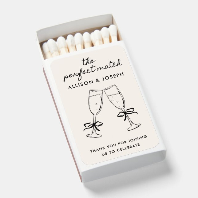 The Perfect Match Champagne Engagement Party Favor (Front Open)