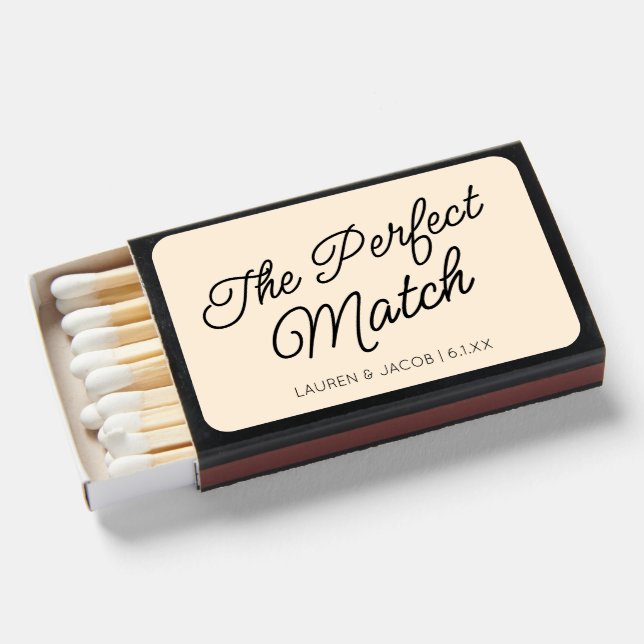The Perfect Match Champagne Wedding Matchboxes (Front Open)