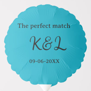 The perfect match couple name letter date blue sim balloon