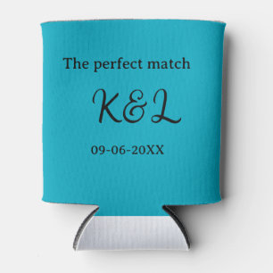 The perfect match couple name letter date blue sim can cooler