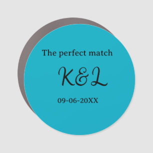 The perfect match couple name letter date blue sim car magnet