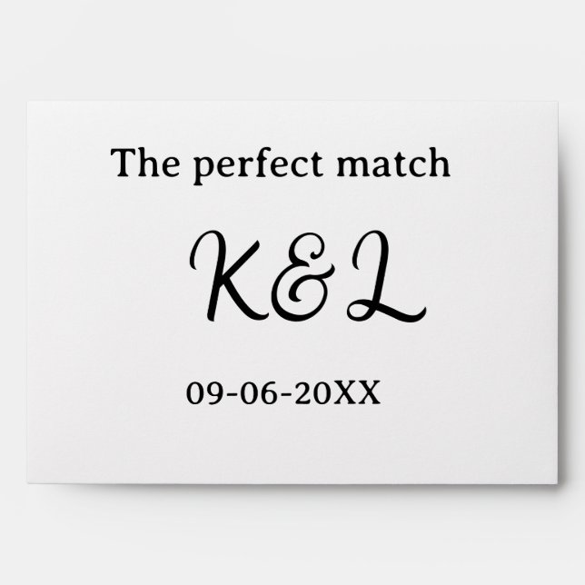 The perfect match couple name letter date blue sim envelope (Front)