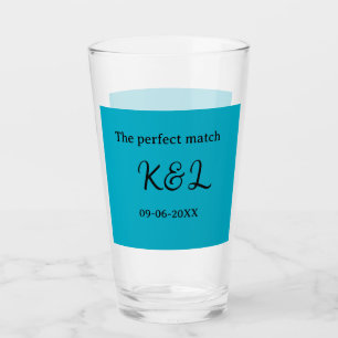 The perfect match couple name letter date blue sim glass