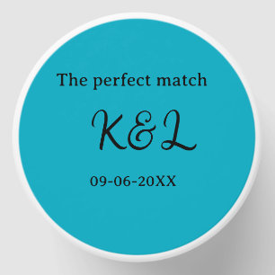 The perfect match couple name letter date blue sim mini candle favors