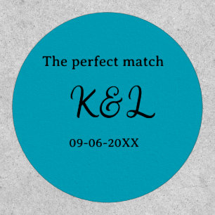 The perfect match couple name letter date blue sim patch