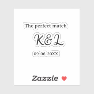 The perfect match couple name letter date blue sim sticker