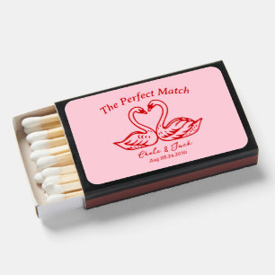 The Perfect Match Couple Swan wedding matchbox