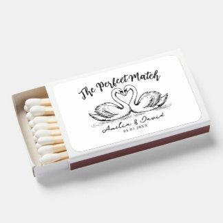The Perfect Match Couple Swan wedding matchbox