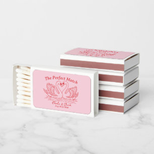 The Perfect Match Couple Swan wedding matchbox