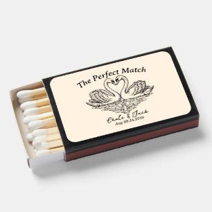 The Perfect Match Couple Swan wedding matchbox