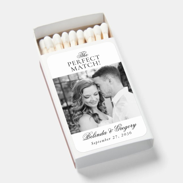 The Perfect Match Custom Photo Wedding Favors (Front Open)
