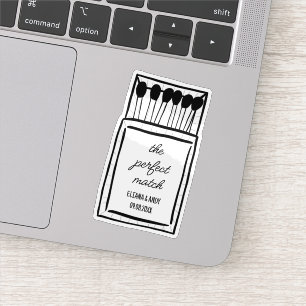 The Perfect Match Doodle Romantic Custom Wedding Sticker