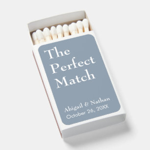 The Perfect Match Dusty Blue Wedding Favor