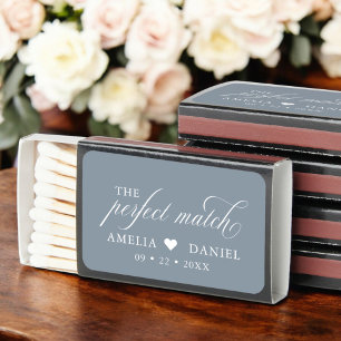 The Perfect Match Dusty Blue Wedding Matchbox
